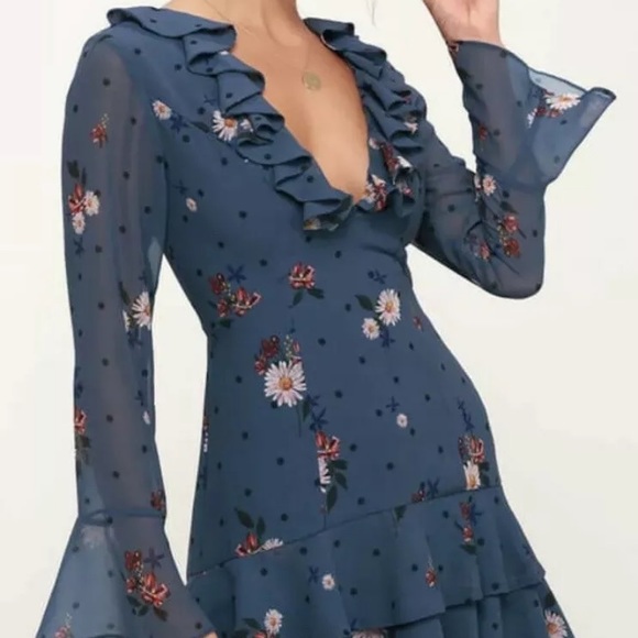 Keepsake The Label Blue Floral Casual Dress - Picture 5 of 10